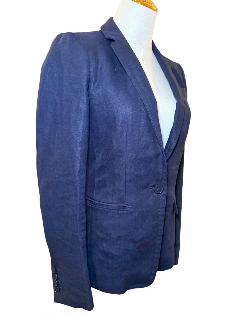 J.Crew 100% Linen Navy Blue Tailored Blazer Jacket Size 0 - Picture 3 of 8